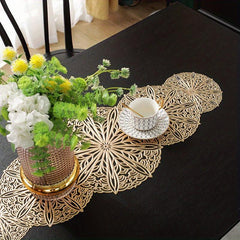 Hollow Out Leaf Pattern Table Runner PVC Rectangle For Dinner Table