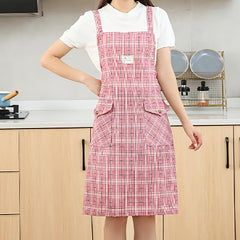 Polyester Long Cooking Apron Unisex Adjustable Household Solid Apron
