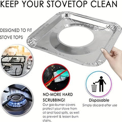 50pcs Aluminum Foil Gas Stove Lining - Disposable Stove Bib Liner