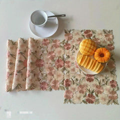 Pastoral Style Flower Embroidered Table Runner Set of 6