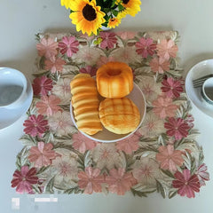Pastoral Style Flower Embroidered Table Runner Set of 6