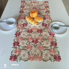 Pastoral Style Flower Embroidered Table Runner Set of 6