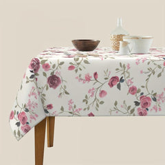 Waterproof Rose Floral Pattern Tablecloth for Picnics and Parties