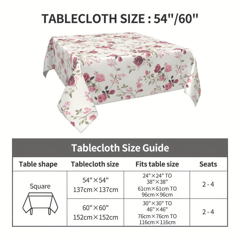 Waterproof Rose Floral Pattern Tablecloth for Picnics and Parties