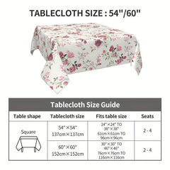 Waterproof Rose Floral Pattern Tablecloth for Picnics and Parties
