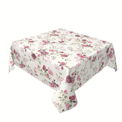 Waterproof Rose Floral Pattern Tablecloth for Picnics and Parties