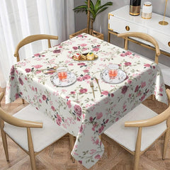 Waterproof Rose Floral Pattern Tablecloth for Picnics and Parties
