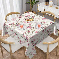 Waterproof Rose Floral Pattern Tablecloth for Picnics and Parties