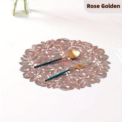 4pcs Bronzing Leaf PVC Placemats Washable Reusable Anti-slip Table Mats