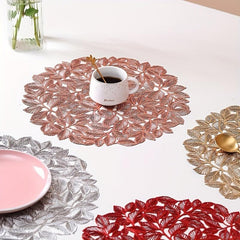 4pcs Bronzing Leaf PVC Placemats Washable Reusable Anti-slip Table Mats