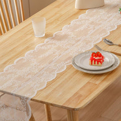 Polyester Tablecloth Crochet Lace Embroidery Tassel Floral Cutout Fabric