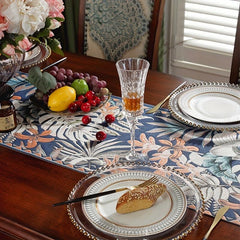 Flower Pattern Non-Slip Table Runner with Tassels