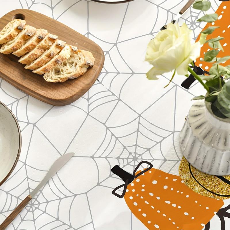 Halloween Table Cloth Waterproof Pumpkin Cobweb Scary Themed