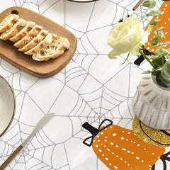 Halloween Table Cloth Waterproof Pumpkin Cobweb Scary Themed