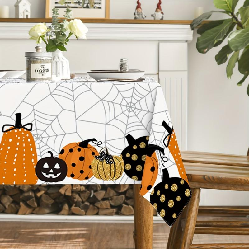 Halloween Table Cloth Waterproof Pumpkin Cobweb Scary Themed