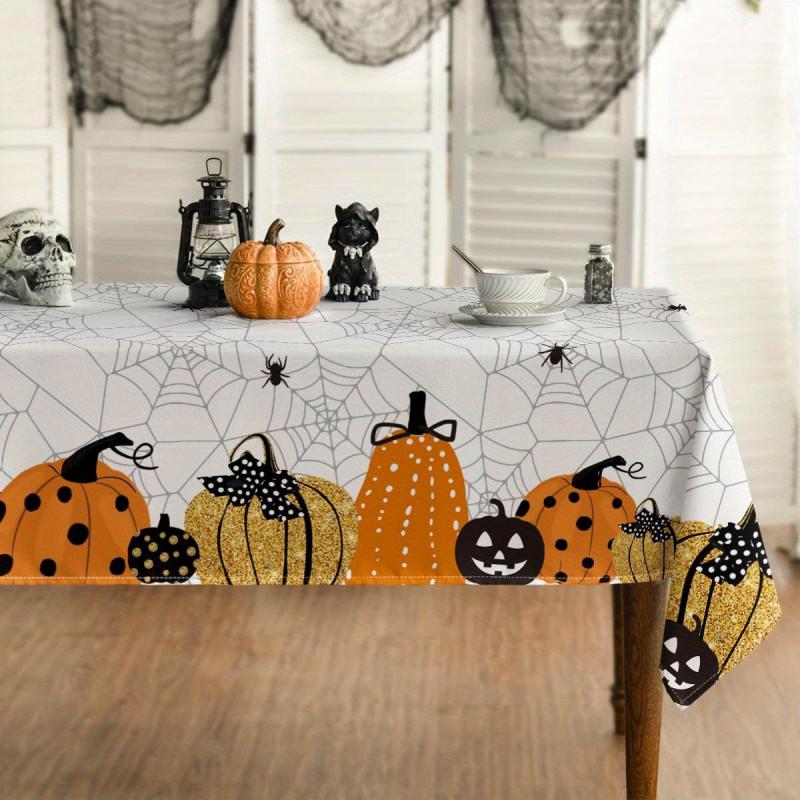 Halloween Table Cloth Waterproof Pumpkin Cobweb Scary Themed