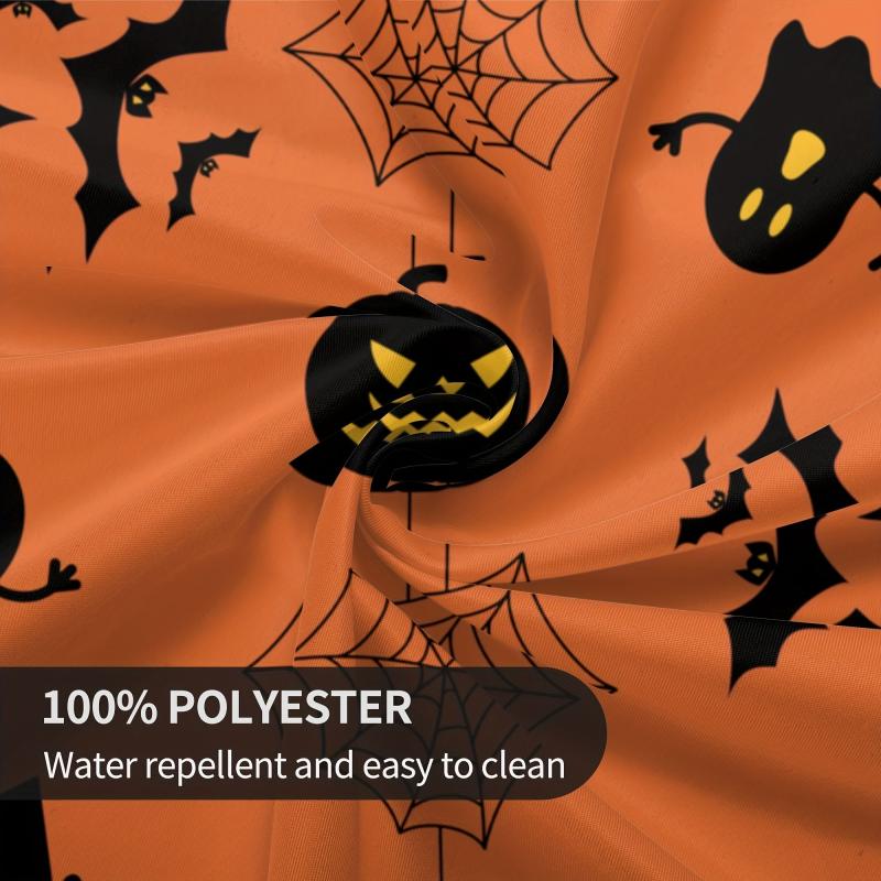 Halloween Style Round Tablecloth Spider Web Embossed Edge Stain Resistant