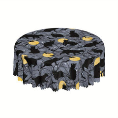 Halloween Style Round Tablecloth Spider Web Embossed Edge Stain Resistant