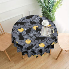 Halloween Style Round Tablecloth Spider Web Embossed Edge Stain Resistant