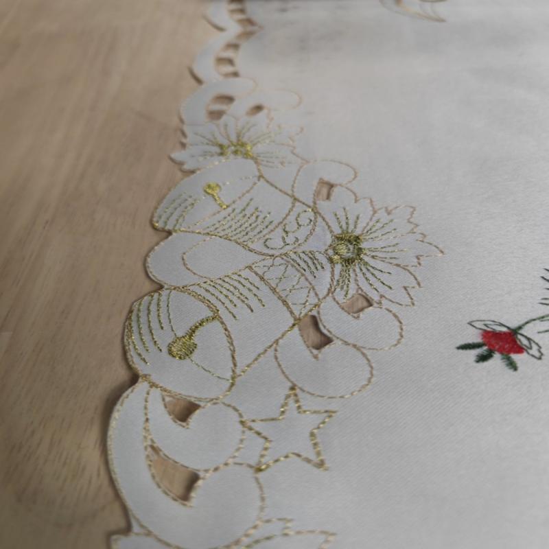 Polyester Christmas Table Runner Red Bell Embroidered TV Cabinet Towel Cloth