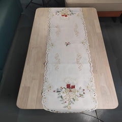 Polyester Christmas Table Runner Red Bell Embroidered TV Cabinet Towel Cloth