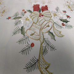 Polyester Christmas Table Runner Red Bell Embroidered TV Cabinet Towel Cloth