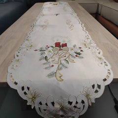 Polyester Christmas Table Runner Red Bell Embroidered TV Cabinet Towel Cloth