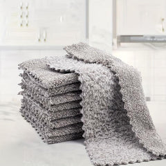 10PCS Bamboo Charcoal Fiber Cleaning Cloths - Highly Absorbent Nonstick Towels