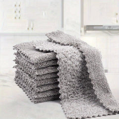 10PCS Bamboo Charcoal Fiber Cleaning Cloths - Highly Absorbent Nonstick Towels
