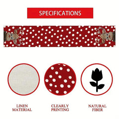 Christmas Reindeer Table Runner Red Polka Dot Xmas Decor