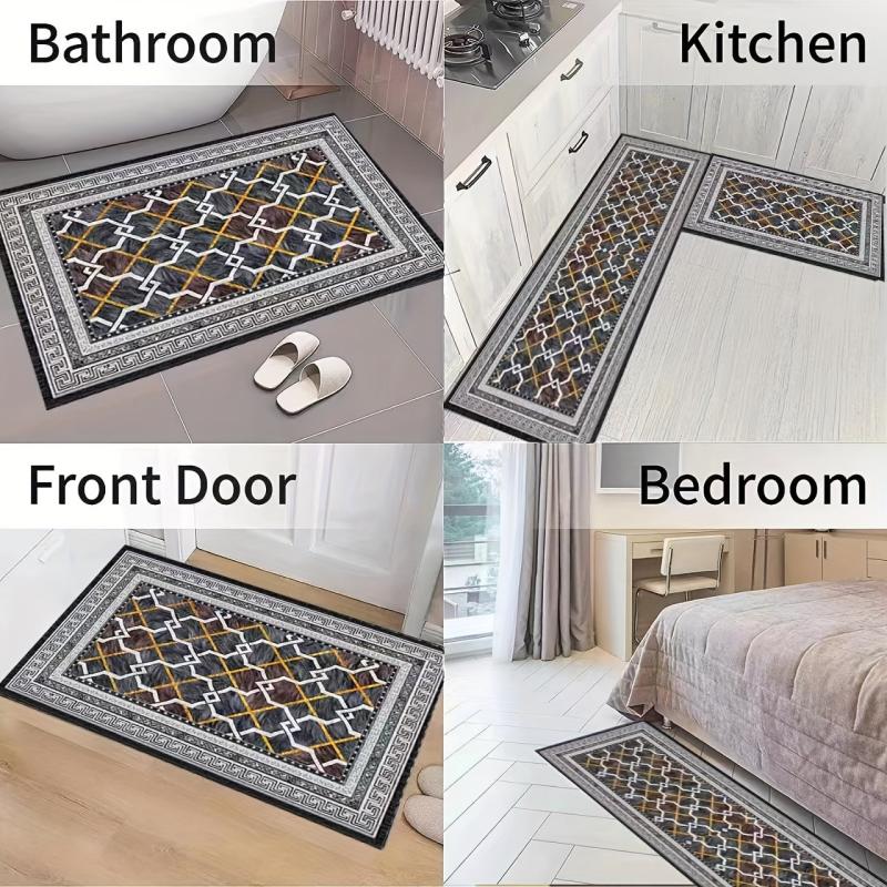 2pcs Vintage Boho Anti Fatigue Kitchen Rugs Absorbent Non Slip