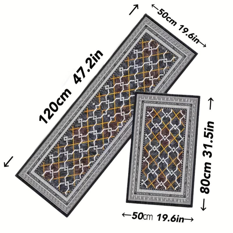 2pcs Vintage Boho Anti Fatigue Kitchen Rugs Absorbent Non Slip