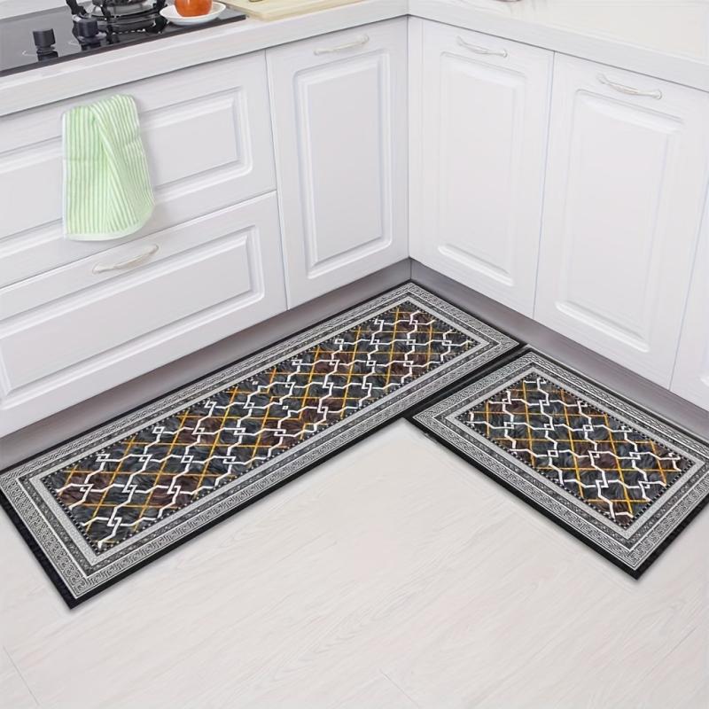 2pcs Vintage Boho Anti Fatigue Kitchen Rugs Absorbent Non Slip