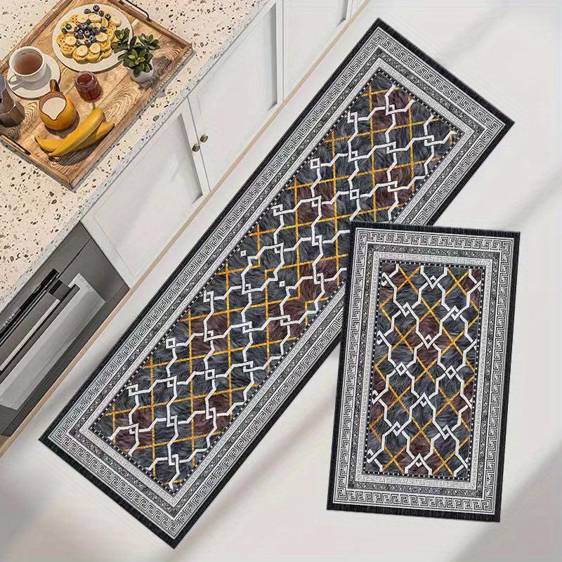 2pcs Vintage Boho Anti Fatigue Kitchen Rugs Absorbent Non Slip