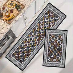 2pcs Vintage Boho Anti Fatigue Kitchen Rugs Absorbent Non Slip