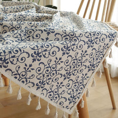 Retro Chinese and Porcelain Tablecloth for Parties, Weddings, 1pc