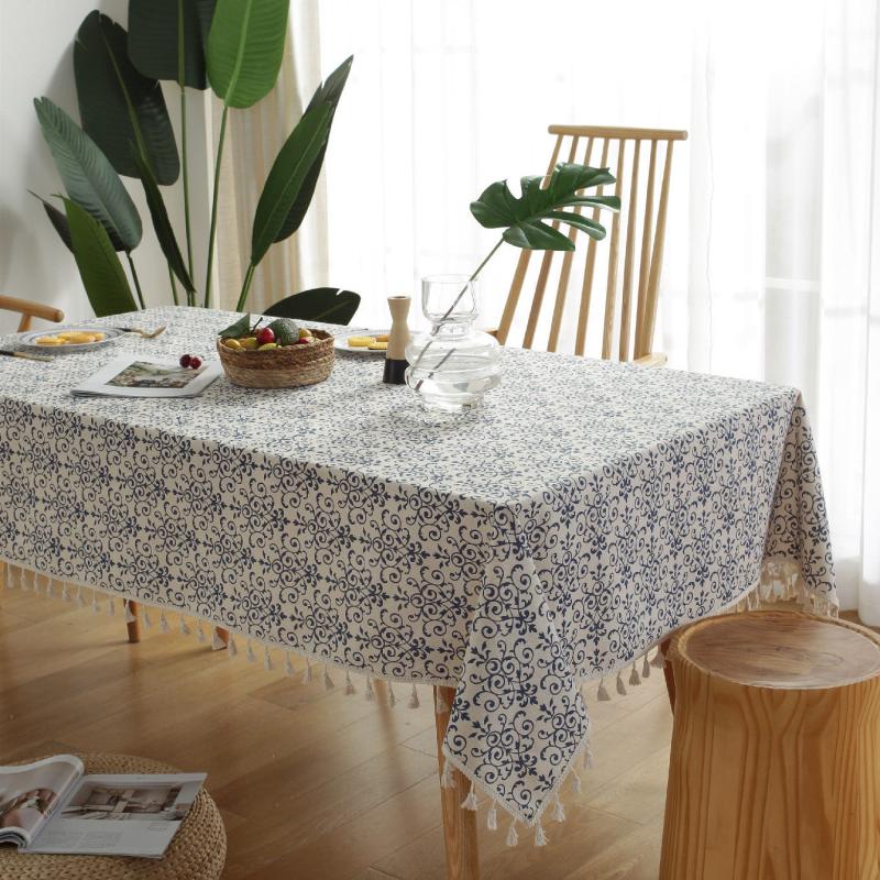 Retro Chinese and Porcelain Tablecloth for Parties, Weddings, 1pc