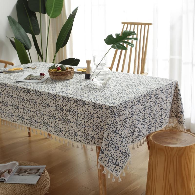 Retro Chinese and Porcelain Tablecloth for Parties, Weddings, 1pc