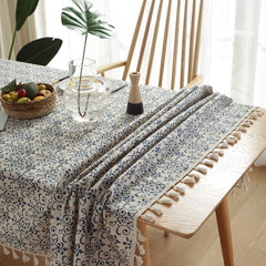 Retro Chinese and Porcelain Tablecloth for Parties, Weddings, 1pc