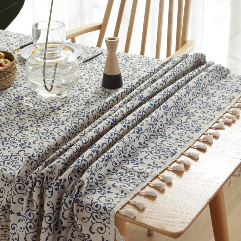 Retro Chinese and Porcelain Tablecloth for Parties, Weddings, 1pc