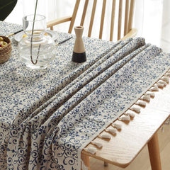 Retro Chinese and Porcelain Tablecloth for Parties, Weddings, 1pc