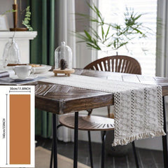 Polyester Blend Table Runner Cotton Stitching Woven Tassel Table Runner