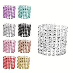 10PCS Alloy Flower Crystal Napkin Rings for Wedding & Party Decor