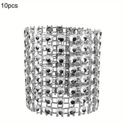 10PCS Alloy Flower Crystal Napkin Rings for Wedding & Party Decor