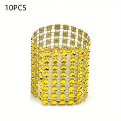 10PCS Alloy Flower Crystal Napkin Rings for Wedding & Party Decor