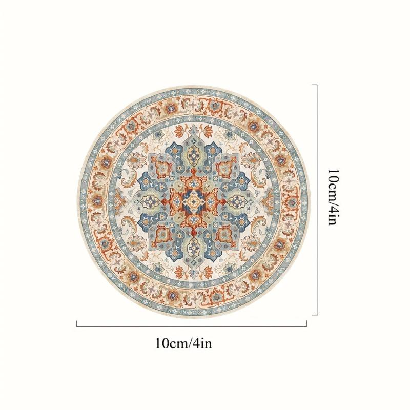 Boho Persian Drink Coasters Set of 6, Absorbent Rubber with Non Slip Backing