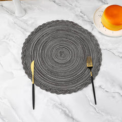 6pcs Round Cotton Placemat Hemp Nordic Tale Mat Heat Insulation