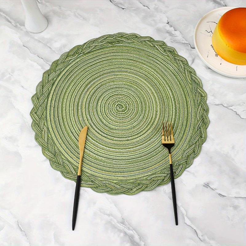 6pcs Round Cotton Placemat Hemp Nordic Tale Mat Heat Insulation