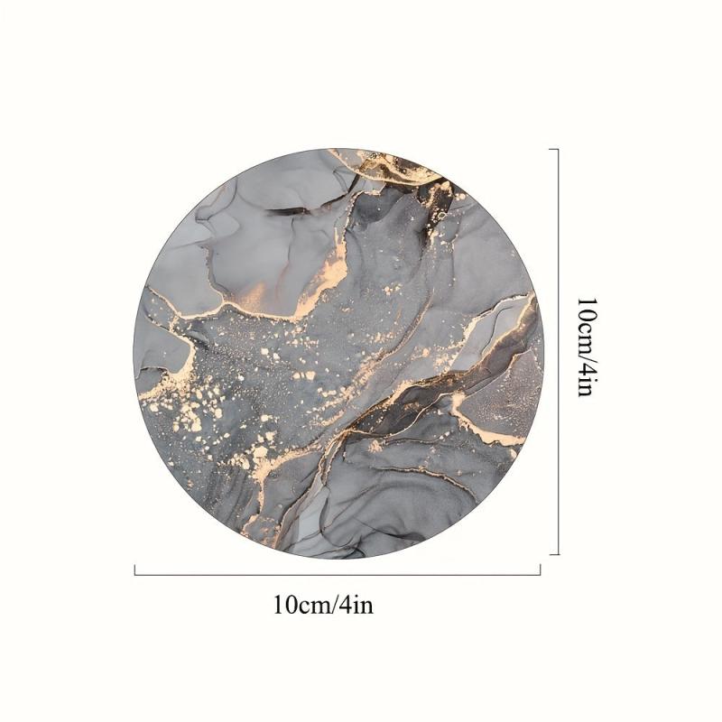 Watercolor Marbling Coasters Set - 6 Round Absorbent Rubber Drink Coasters