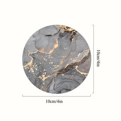 Watercolor Marbling Coasters Set - 6 Round Absorbent Rubber Drink Coasters